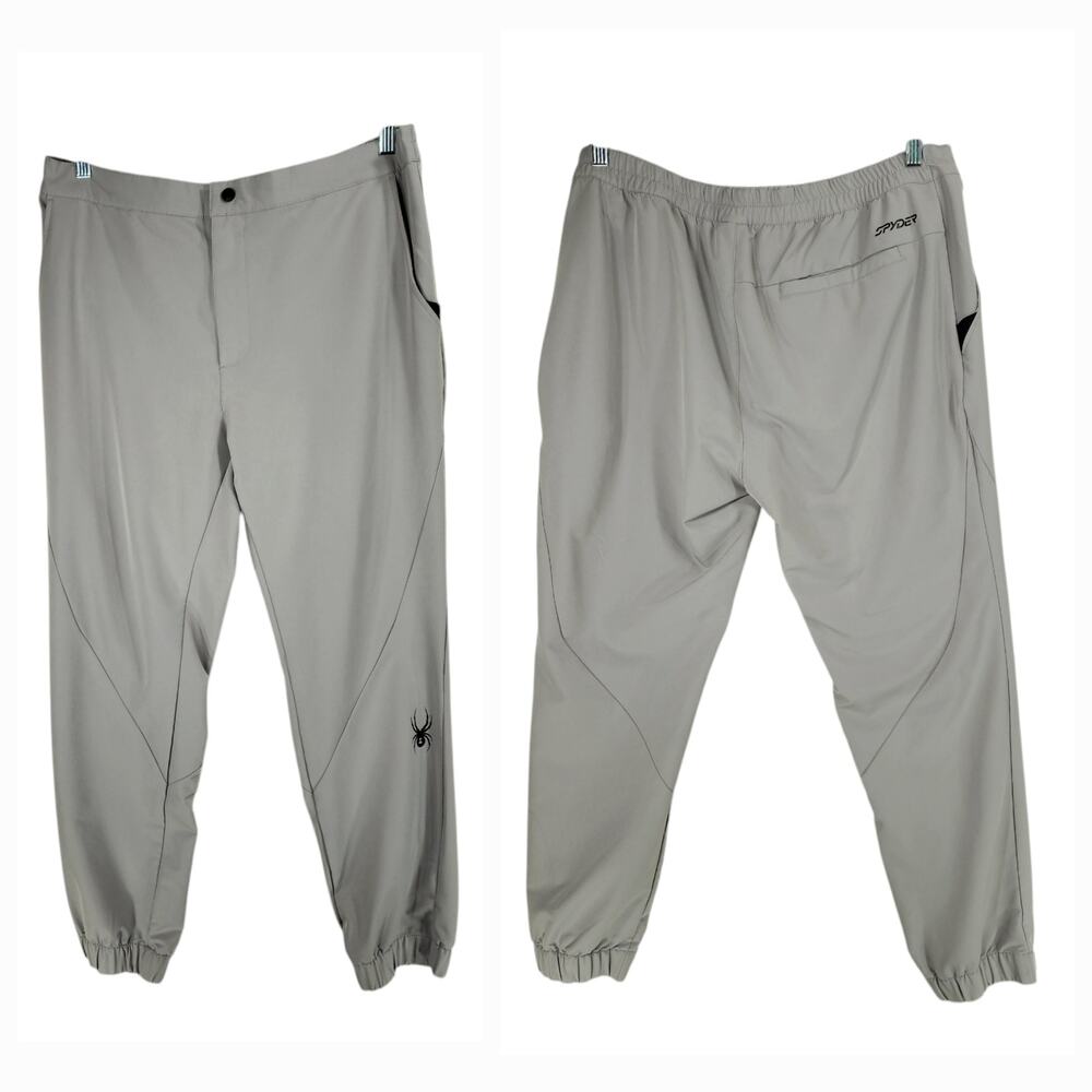 Spyder XL Mens Performance Jogger Pants Gray Zip Close Stretch Polyester Pockets
